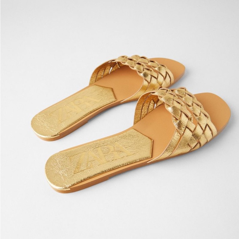 Zara gold braided slides